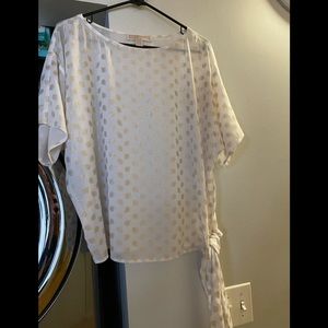 Michael Kors beige and gold side-tie top